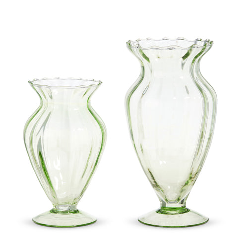 8.75" Clear Green Vase (Not a set!)