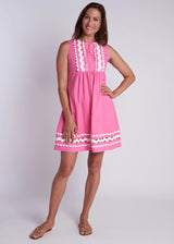 CK Bradley Louisa Dress in Pink with White Ric Rac