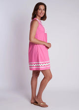CK Bradley Louisa Dress in Pink with White Ric Rac