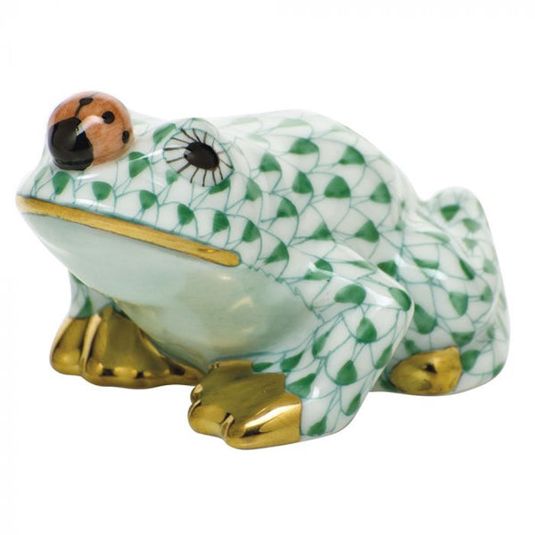 Herend Frog With Ladybug in Green