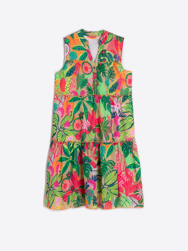 Vilagallo Isa Tropical Print Voile Dress
