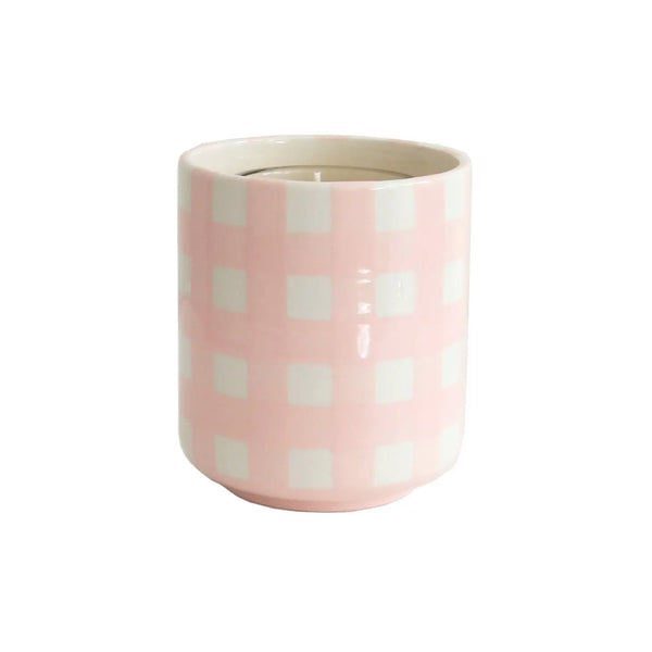 Light Pink Gingham Vase