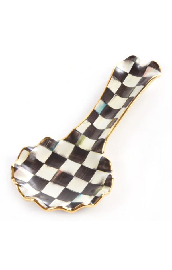 Mackenzie Childs Courtly Check Fluted Ceramic Spoon Rest