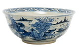 Large Blue and White Landscape Bowl