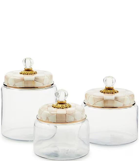 Mackenzie Childs Mocha Check Kitchen Canister (Three Size Options)