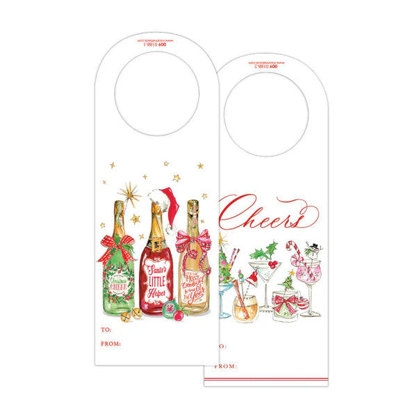 Die Cut Wine Tag with Christmas Bottles and Cocktails