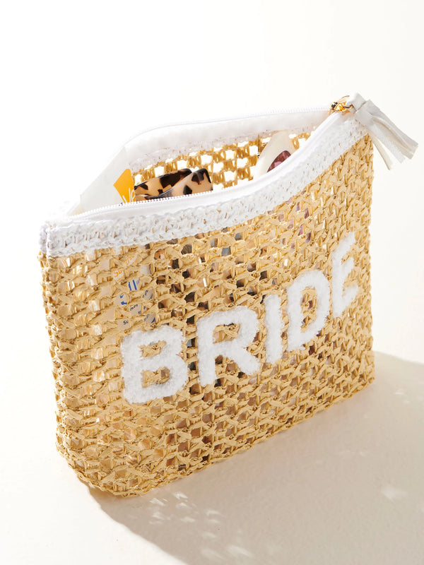 Straw "Bride" Zip Pouch