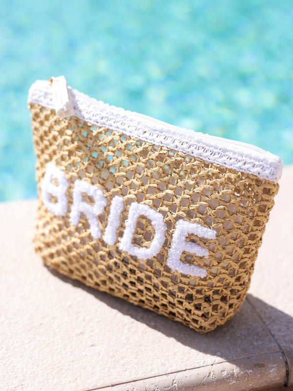 Straw "Bride" Zip Pouch