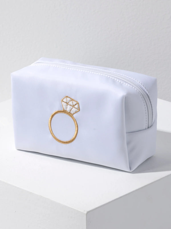 White "Bling Ring" Small Zip Pouch