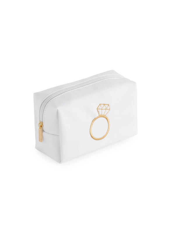 White "Bling Ring" Small Zip Pouch