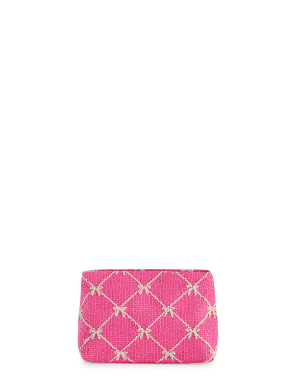 Tinsel Bow Zip Pouch in Pink