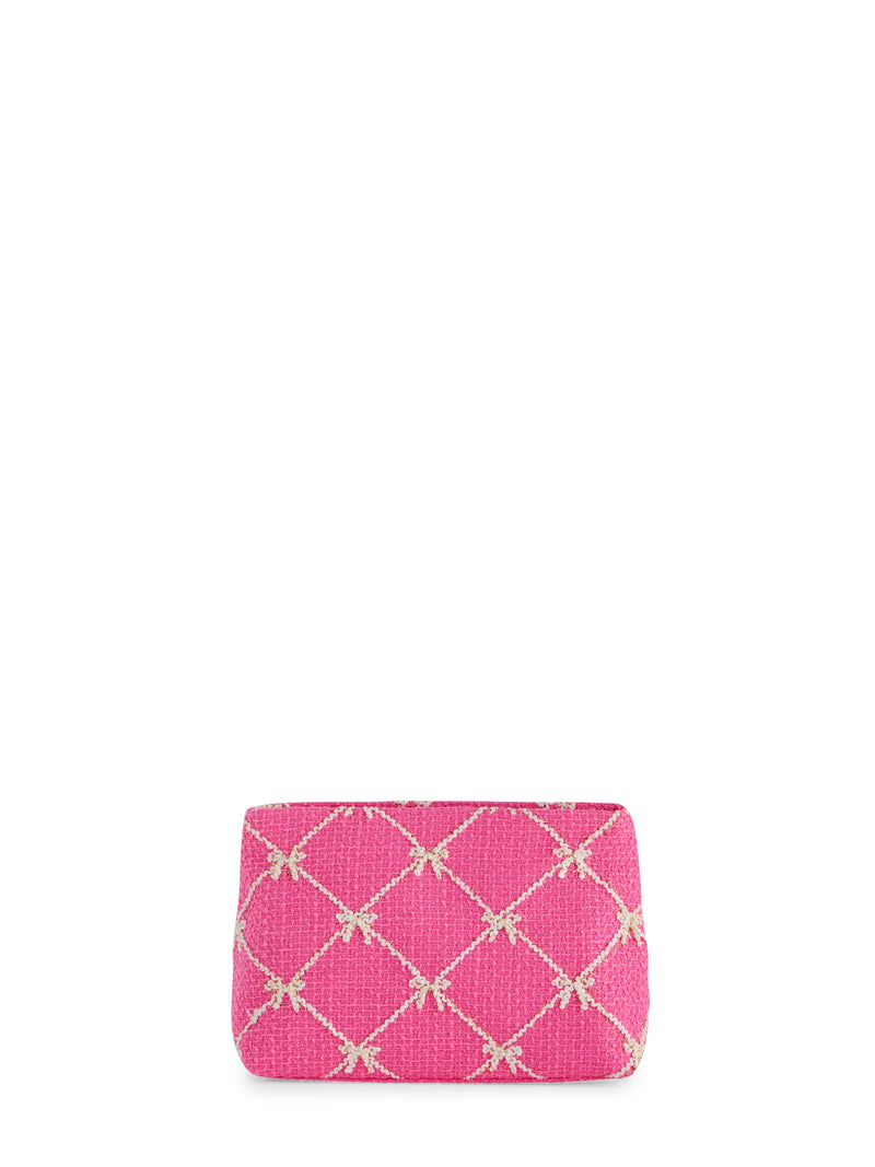 Tinsel Bow Zip Pouch in Pink