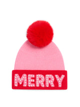"Merry" Beanie with Pearls in Pink