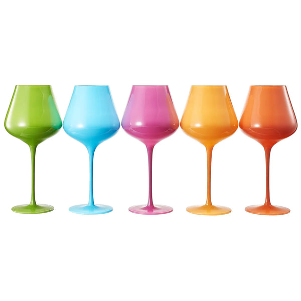 Set of 5 Colorful Wine Glasses