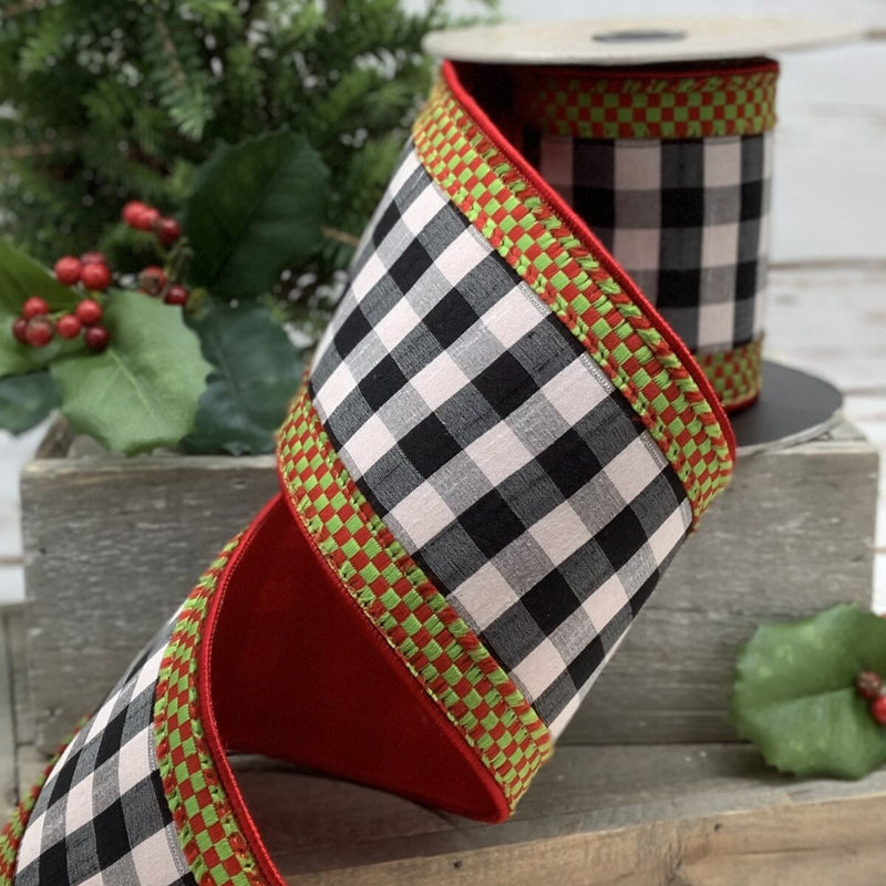 Black and White Check with Red/Green Edge