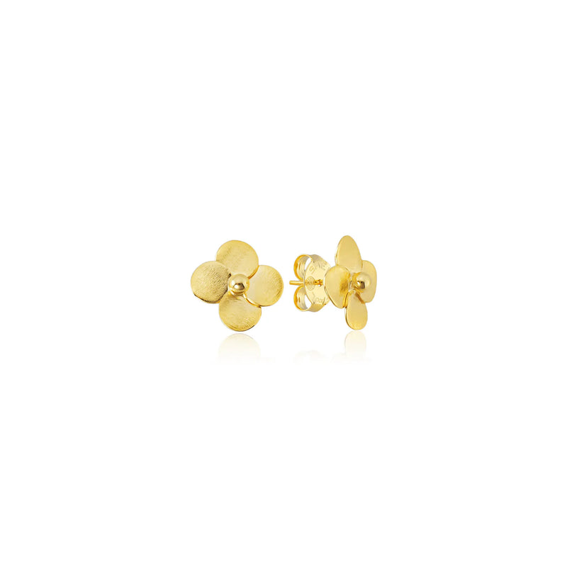 Sheila Fajl Flower Studs - Brushed 18K Gold Plated