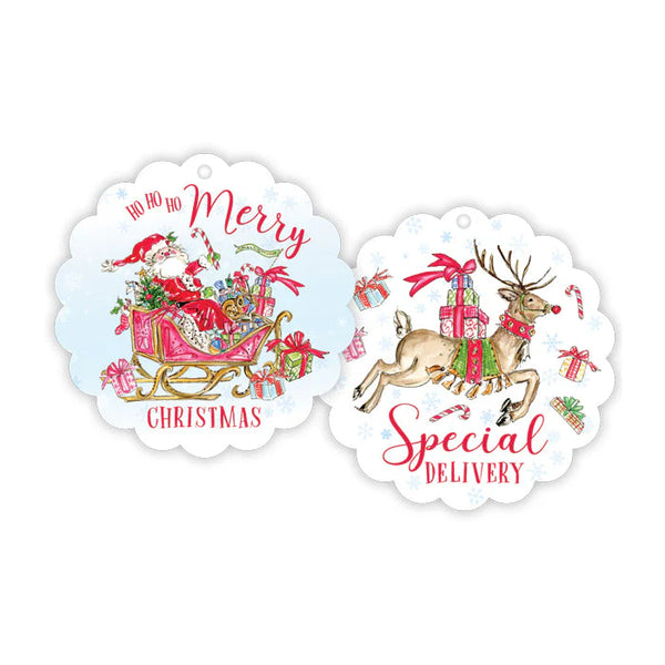 Santa's Sleigh Die Cut Gift Tags