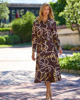 Jude Connally Kitty Dress in Ribbons and Chains Espresso Gold