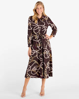 Jude Connally Kitty Dress in Ribbons and Chains Espresso Gold