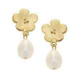 Susan Shaw Flower with Pearl Earrings