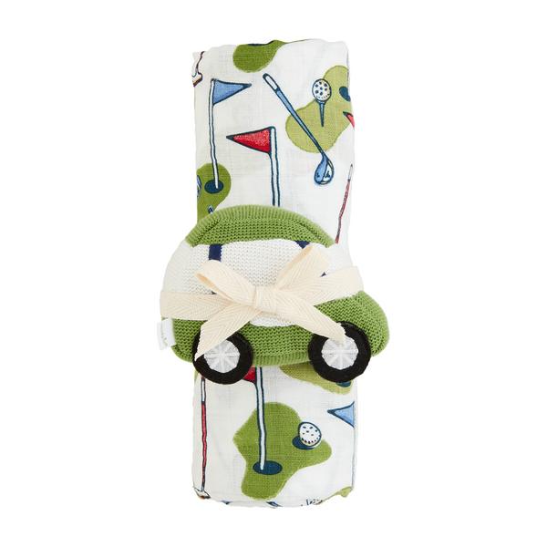 Boy Golf Swaddle and Rattle