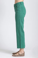Wide Leg Crop pant in Emerald Green