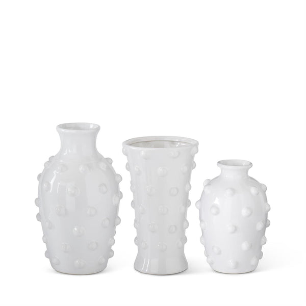 Glazed Vases with Raised Polka Dots (Three Size Options)