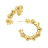 Susan Shaw Small Gold Bamboo Hoop Earrings