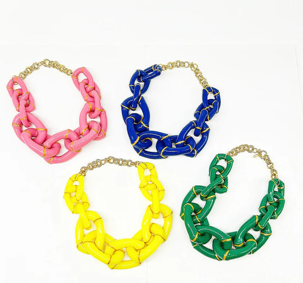 Parker Kennedy - "The Michelle" Chunky Bamboo Statement Necklace (Four Color Options)