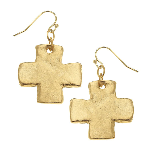 Susan Shaw Gold Medium Cross Earring