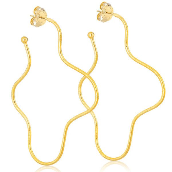 Sheila Fajl Wiggle Wiggle Long Hoops in Shiny 18K Gold Plated