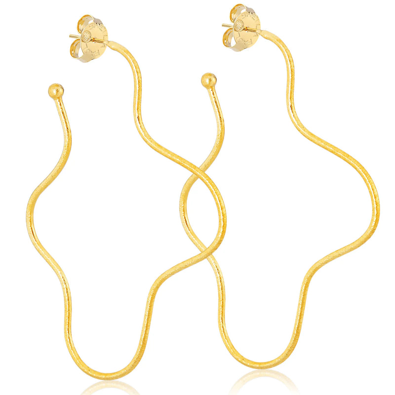 Sheila Fajl Wiggle Wiggle Long Hoops in Shiny 18K Gold Plated