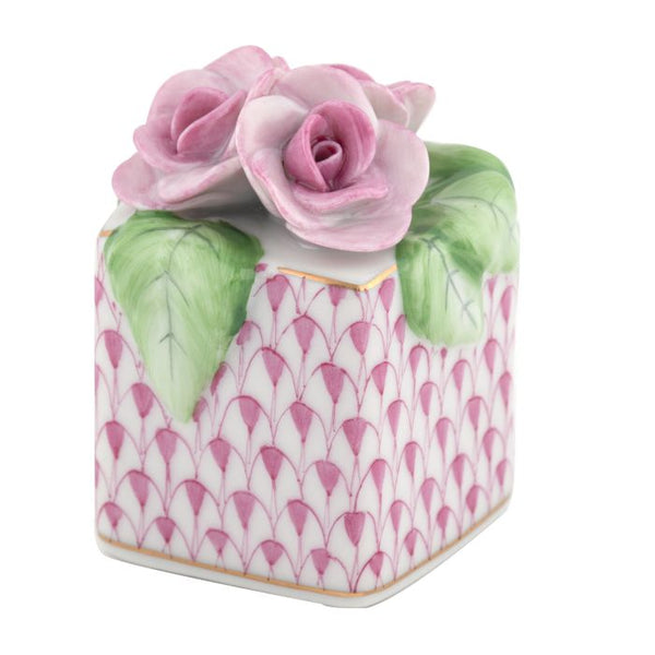 Herend Roses in Vase in Raspberry