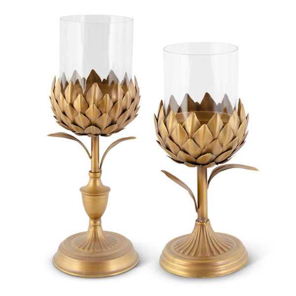 Gold Petal Candleholders on Round Base (2 Size Options)