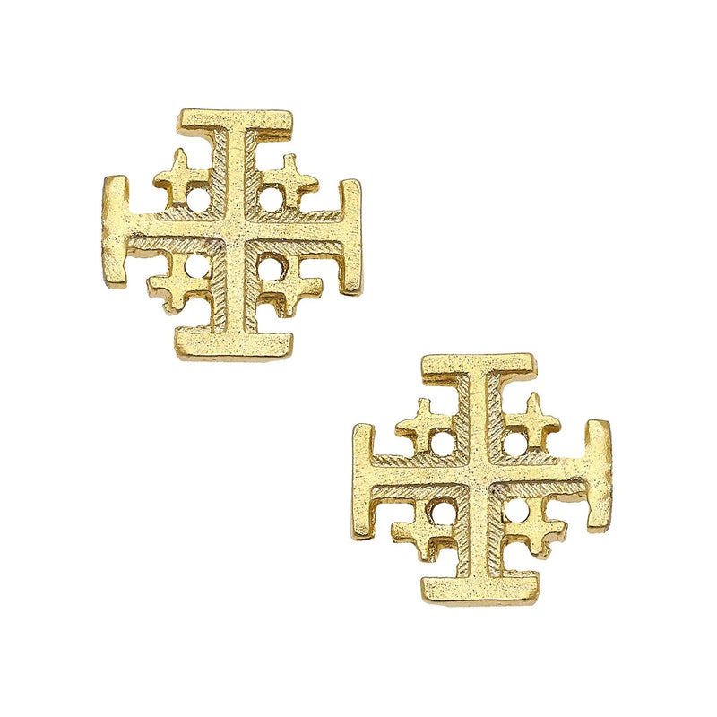 Susan Shaw Small Gold Jerusalem Cross Post Earring