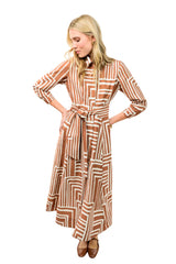 Caramel Geometric Shirt Dress