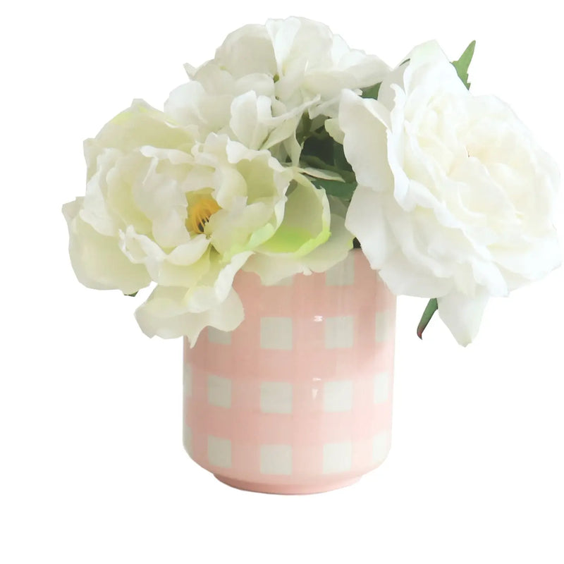 Light Pink Gingham Vase