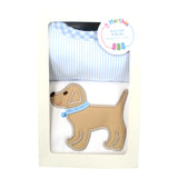 3 Marthas Blue Lab Puppy Bib and Burp Box Set