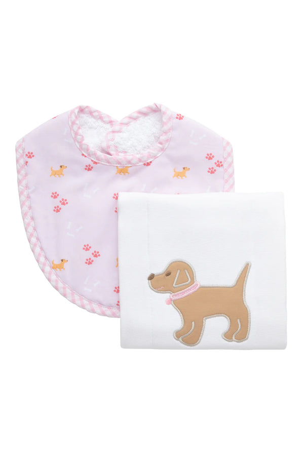 3 Martha's Puppy Basic Bib and Burp Boxed Set (Two Color Options)
