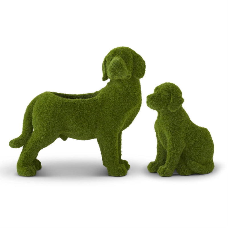 Green Flocked Mossy Dog Containers (2 Size Options)