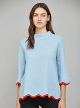 Scallop Edge Detailed Mock Neck Sweater Top