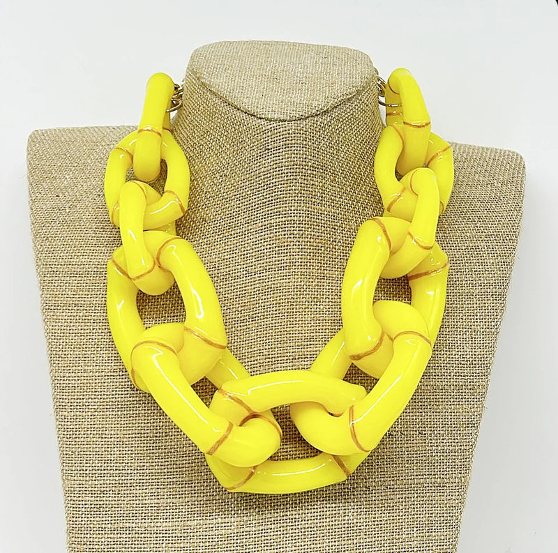 Parker Kennedy - "The Michelle" Bamboo Link Necklace - Yellow or Pink Option