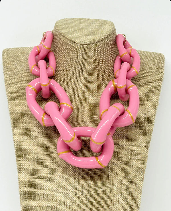 Parker Kennedy - "The Michelle" Bamboo Link Necklace - Yellow or Pink Option
