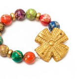 Multicolored Sea Jasper with Rachel Cross Bracelet