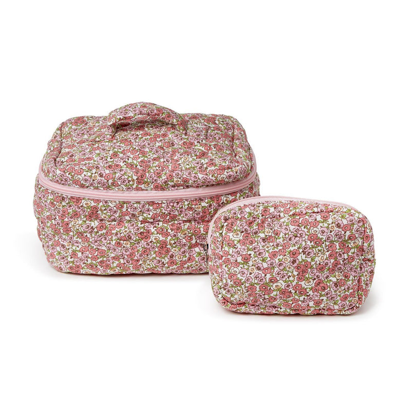 Floral Pouch and Cosmetic Case Set