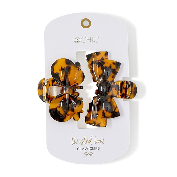 Tortoise Twist Set of Two Claw Clips in a Bow Shape
