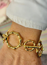 Polished Gold Bamboo Link with Toggle Bracelet