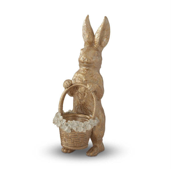 Gold Resin Easter Bunny with Basket - 17"