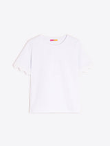 White T-Shirt with Lace Sleeve