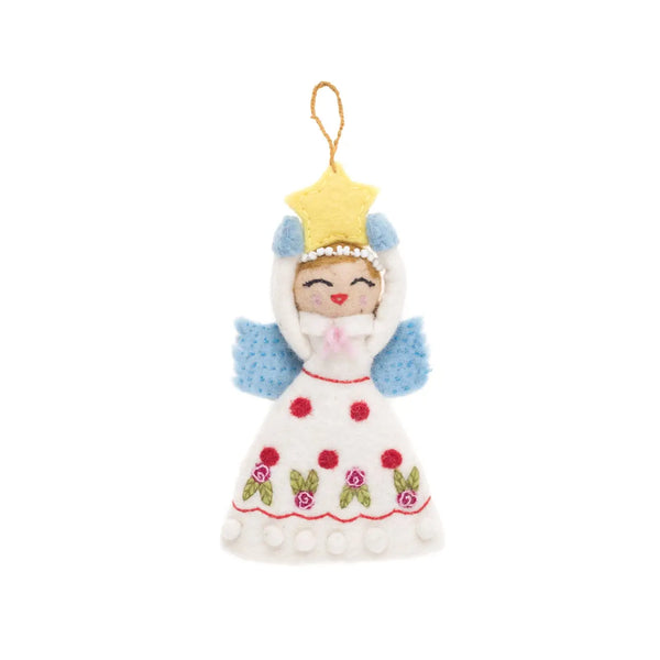 Felt Joy Angel Ornament in White